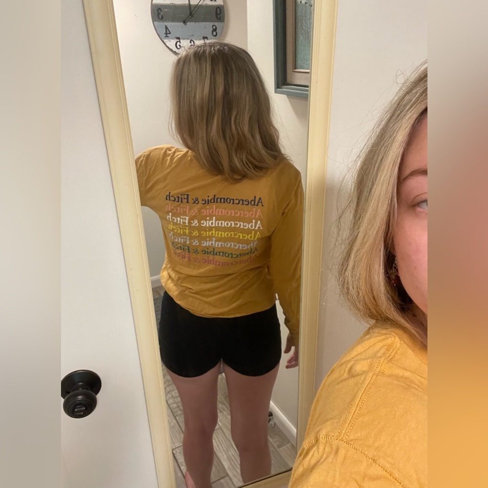 ABERCROMBIE LONG SLEEVE MUSTARD YELLOW RAINBOW SOFT
